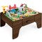 Wooden Train Set Table for Toddlers, 56pc Multi-Activity Table for Kids w/Toy Storage Drawer & Reversible Top
